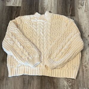 POL Chunky Cable Knit Mock Neck Oversized Sweater Cozy Soft Women's Sz M/L NWOT